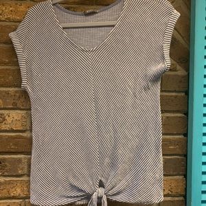 Gyft v-neck striped top with blue and white stripe